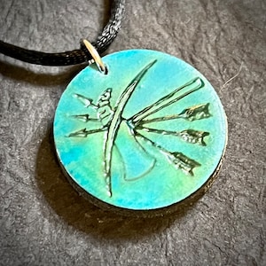 Choctaw Nation inspired wood engraved pendant adjustable satin cord necklace