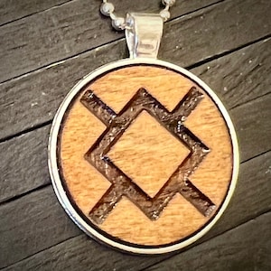 Cheyenne engraved wood charm chain necklace..
