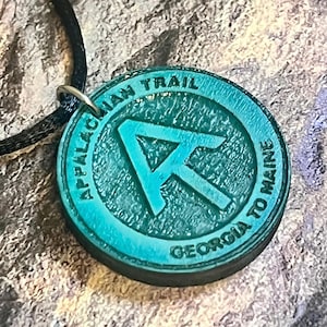 Appalachian trail wood engraved charm cord necklace
