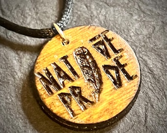 Native Pride wood engraved pendant adjustable satin cord necklace