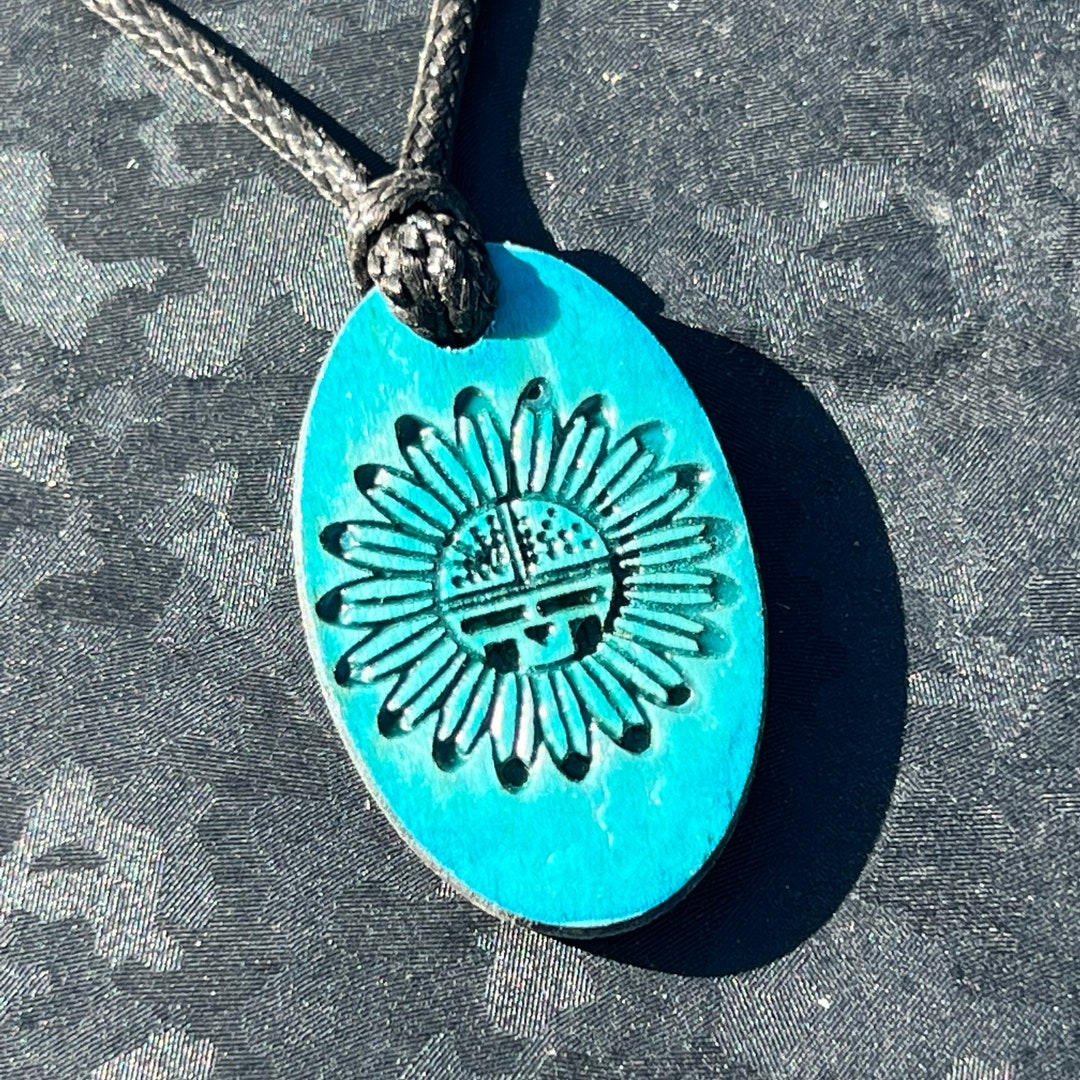Navajo Sun God Wood Engraved Charm Adjustable Cord Necklace Etsy