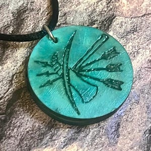 Choctaw Nation engraved wood charm cord necklace