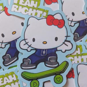 YEAH RIGHT Kitty Sticker 6.8x10cm