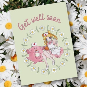 Get Well Soon Anime Card 5"x 7" folded