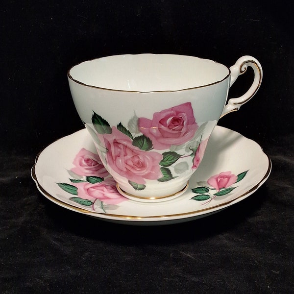 Vintage Regency Pink Rose Teacup and Saucer, Bone China, England