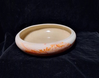 Vintage Marbled Low Profile Nemadji Pottery Bowl