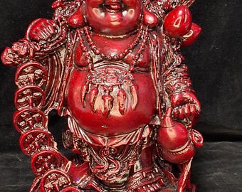 FAZOVIN Brass Buddha Daruma Keychain With 5 Lucky Coins