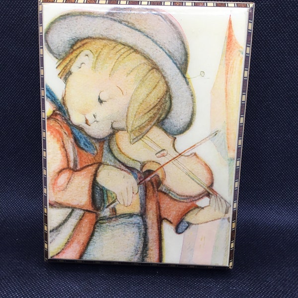 Vintage Hummel “ Little Fiddler” Wooden Musical Jewelry Box. Vintage decor. Collectible Hummel Music box. Solid wooden box. Great gift!