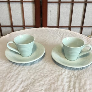 Sophie Conran for Port Meirion Set of 2 Espresso cups & Saucers, RARE Celadon Colour, in original box