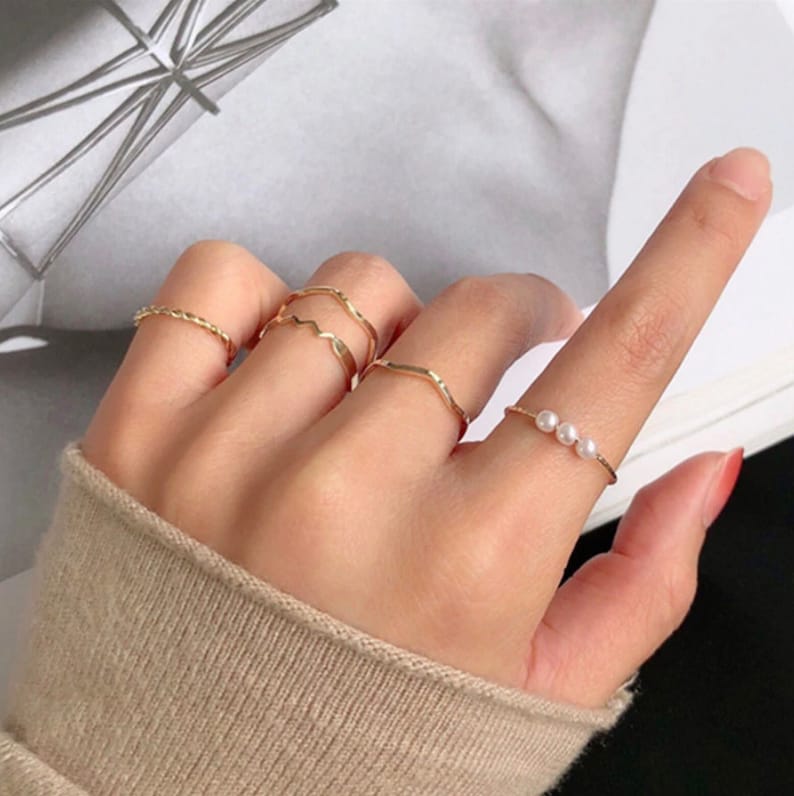 New Trendy Gold Round Rings Set For Women Women Ring Set Metal Circular Ring Charm Joint Stacking Ring Fashion Jewelry Gift