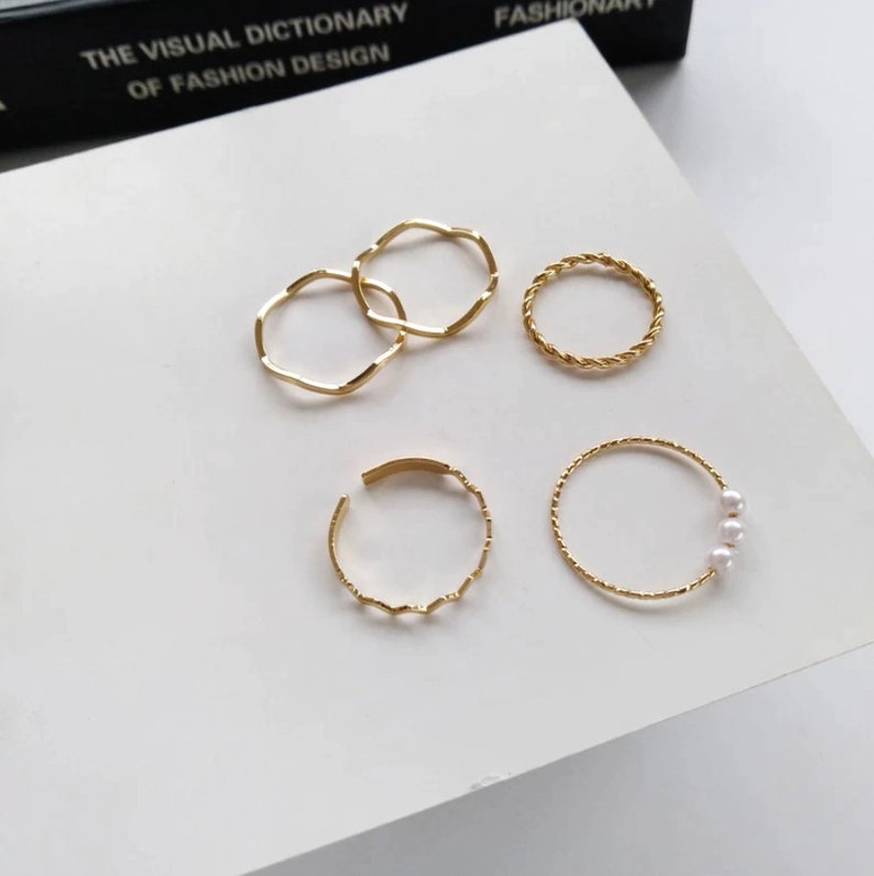 New Trendy Gold Round Rings Set For Women Women Ring Set Metal Circular Ring Charm Joint Stacking Ring Fashion Jewelry Gift
