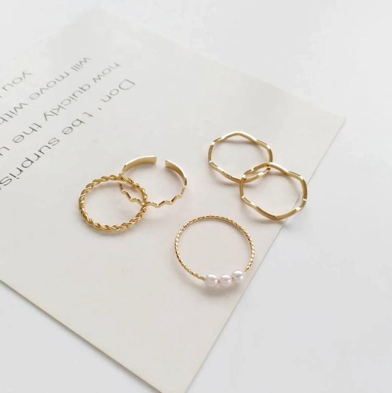 New Trendy Gold Round Rings Set For Women Women Ring Set Metal Circular Ring Charm Joint Stacking Ring Fashion Jewelry Gift