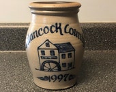 Vintage Rowe Pottery Crock 1997 Hancock County Limited Edition (Salt Glazed Hand Painted)