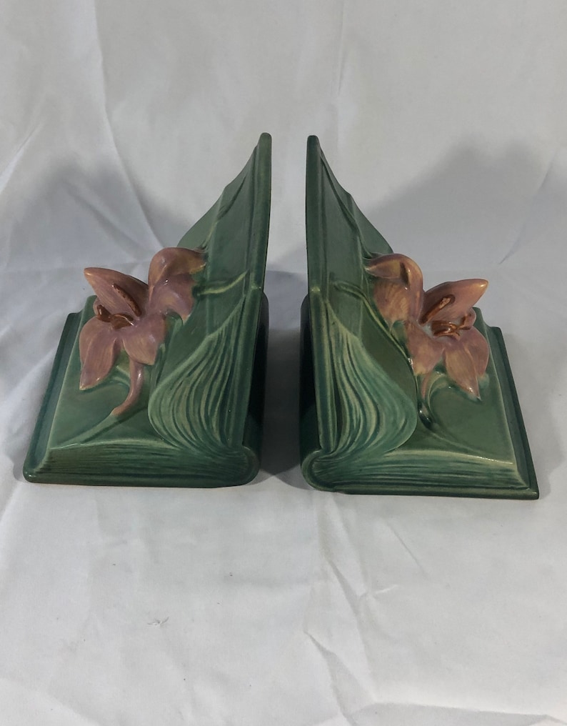 Vintage Roseville Pottery Zephyr Lilly Bookends Made in | Etsy