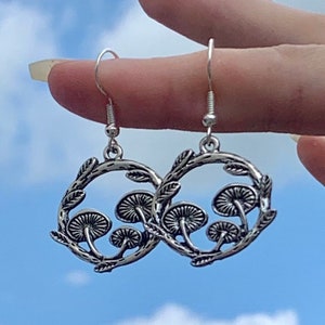 Silver Toadstool Earrings