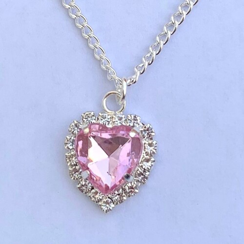 Y2K Pink Heart Necklace Chain Pendant Y2K Jewelry 2000s Etsy UK