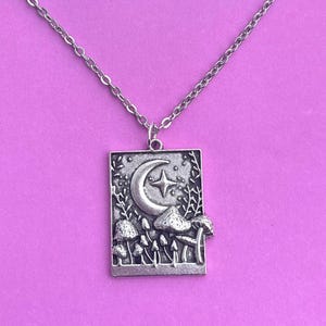 Zilveren paddenstoelketting, paddenstoelsieraden, plantenketting, bosketting, natuurketting, Fairycore-sieraden, Cottagecore-sieraden