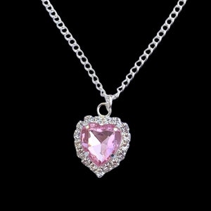 Y2K Pink Heart Necklace Chain Pendant, Y2K Jewelry, 2000s Necklace, Kawaii Necklace