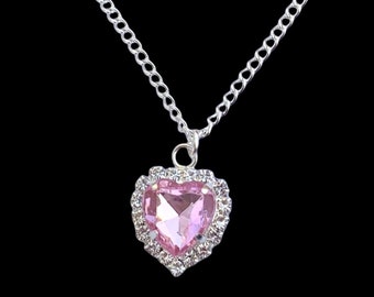 Y2K roze hartketting kettinghanger, Y2K sieraden, ketting jaren 2000, kawaii ketting