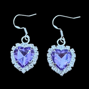Y2K Purple Heart Earrings, Y2K Jewelry, Kawaii Jewelry, Bimbo Earrings, McBling Earrings, 2000s Earrings, Girly Heart Earrings