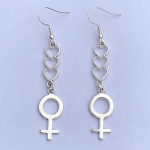 Female Symbol Earrings, Silver Venus Symbol Jewelry, Feminist Jewelry, Gift For Her, Feminism
