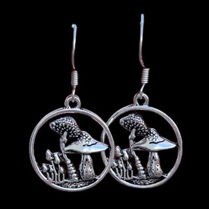 Silver Mushroom Earrings, Toadstool Earrings, Plant Earrings, Cottagecore Jewelry, Fairycore Jewelry