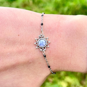 Goth Bracelet, Gothic White Charm Bracelet, Gothic Jewellery, Whimsigoth Bracelet, Sun Flower Bracelet, Witchy Jewelry, Alternative Jewelry