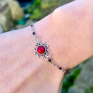 Goth Bracelet, Gothic Red Bracelet, Gothic Jewellery, Whimsigoth Bracelet, Sun Flower Bracelet, Witchy Jewelry, Victorian Bracelet