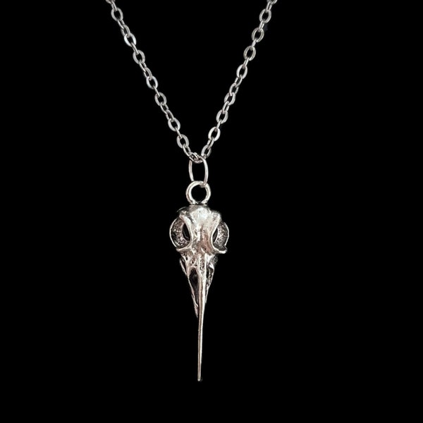 Bird Skull Necklace, Plague Doctor Chain Pendant, Raven Skull Necklace, Crow Necklace, Goth Necklace, Gothic Jewellery, Steampunk