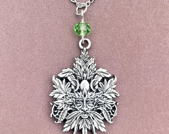 Green Man Necklace, Green Man Pendant, Pagan Necklace, Wicca Gift, Pagan Symbol Necklace, Forest Necklace