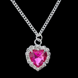 Y2K Pink Heart Necklace Chain Pendant, Y2K Jewelry, 2000s Necklace, Kawaii Necklace, 00s