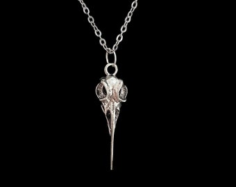 Collier tête de mort oiseau, pendentif chaîne peste docteur, collier tête de mort corbeau, collier corbeau, collier gothique, bijoux gothiques, steampunk