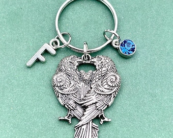 Hugin and Munin Keyring, Odin's Raven Keychain, Silver Crow Keyring, Norse Mythology Jewelry, Viking Gifts for Him, Norse Raven Keyring