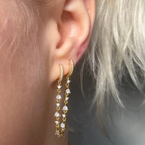 Double Piercing Earring Set, Helix Piercing, Drop Earrings