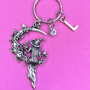 Personalised Witch Keyring, Custom Witch Gifts, Witchy Friends Keychain, Halloween Gift, Witch Jewlery, Pagan Jewelry, Wiccan Gift