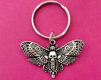 Porte-clés papillon tête de mort, porte-clés gothique, porte-clés insecte, accessoires gothiques, cadeau sorcière