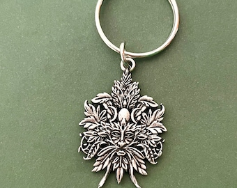 Green Man Keyring, Pagan Keychain, Wiccan Gift, Pagan Gift, Greenman Gift