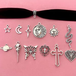 Custom Black Velvet Choker, Choose Your Own Charm, Goth Choker Necklace, Gothic Jewelry, Personalised Jewelry Gift, Build Your Own Jewellery