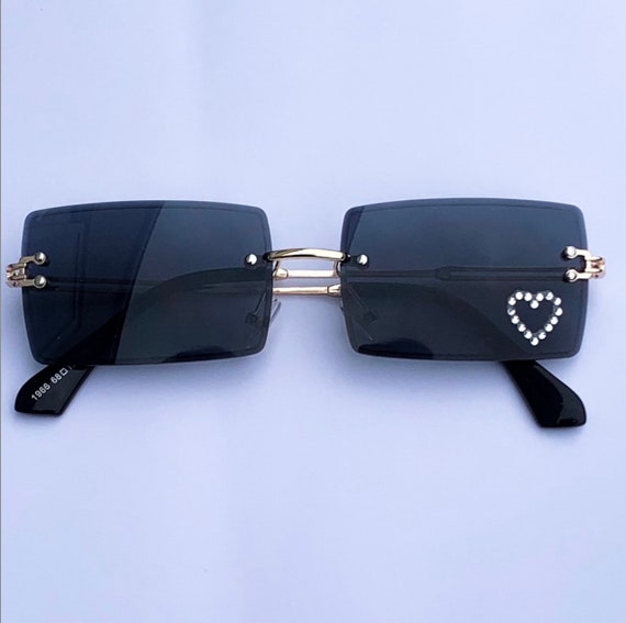 2Pairs Women Square Black White Sunglasses Tinted Lens Y2K Glasses Rimless Daily Life Back to School Boho Glasses