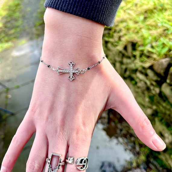 Goth Bracelet, Gothic Cross Bracelet, Gothic Jewelry, Whimsigoth