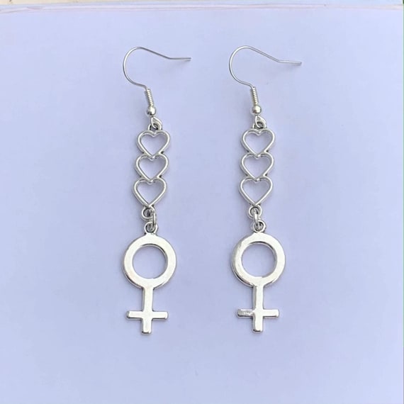 Female Symbol Earrings, Silver Venus Symbol Jewelry, Feminist Jewelry, Gift For Her, Feminism