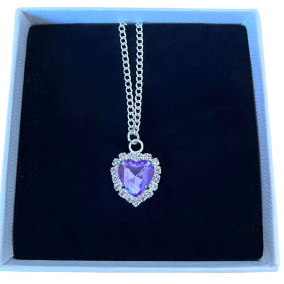 Y2K Purple Heart Necklace, Y2K Jewelry, 2000s 00s Necklace, Kawaii