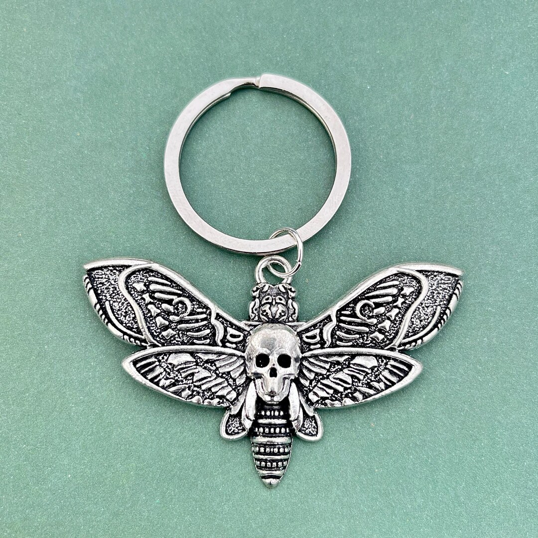Large Death Head Moth Keyring, Goth Keychain, Bug Keyring, Gothic ...