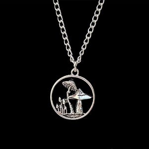 Mushroom Necklace, Silver Toadstool Necklace Chain Pendant, Cottagecore Necklace, Fairycore Jewellery