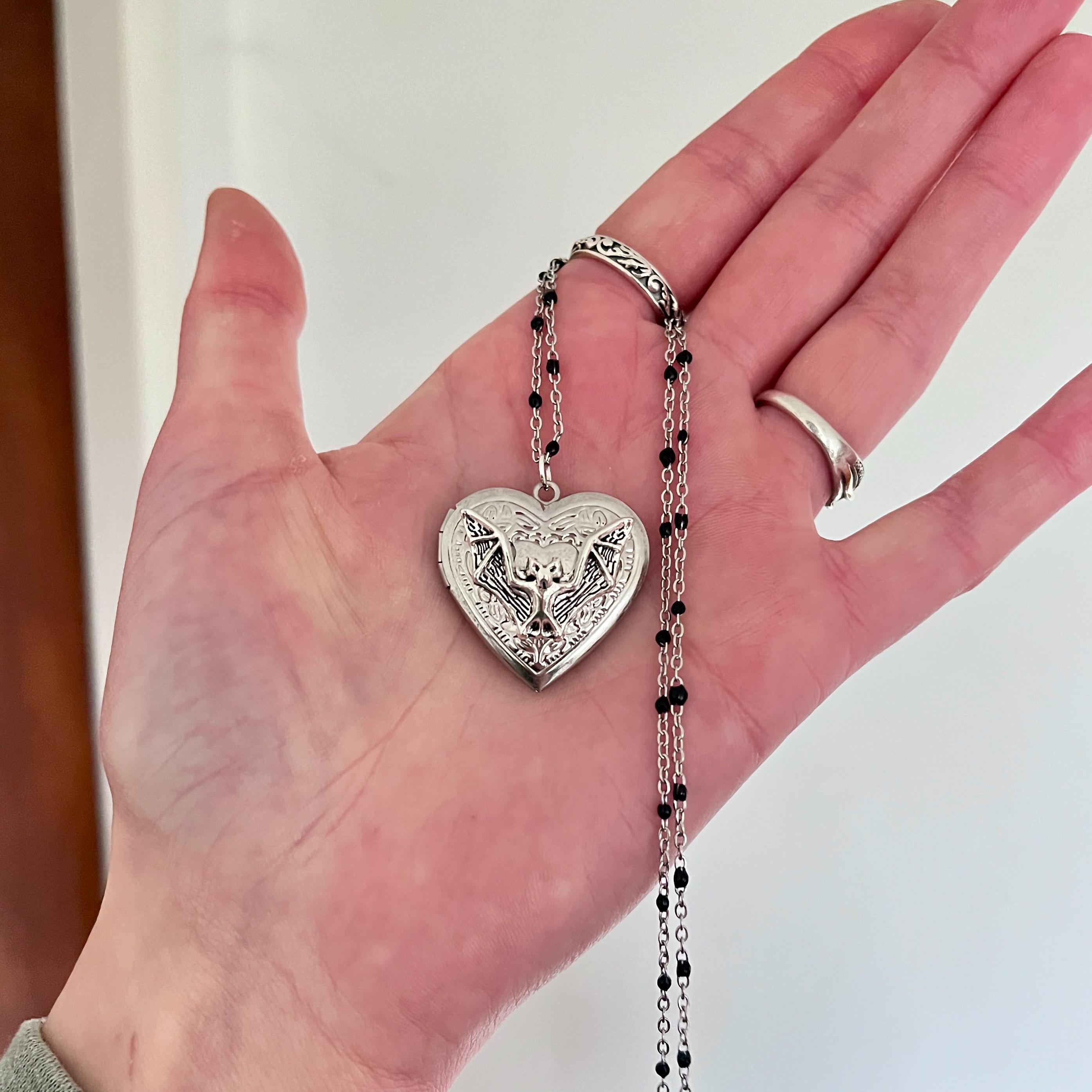 Bat Locket Necklace, Gothic Jewelry, Goth Necklace, Vampire Jewelry ...