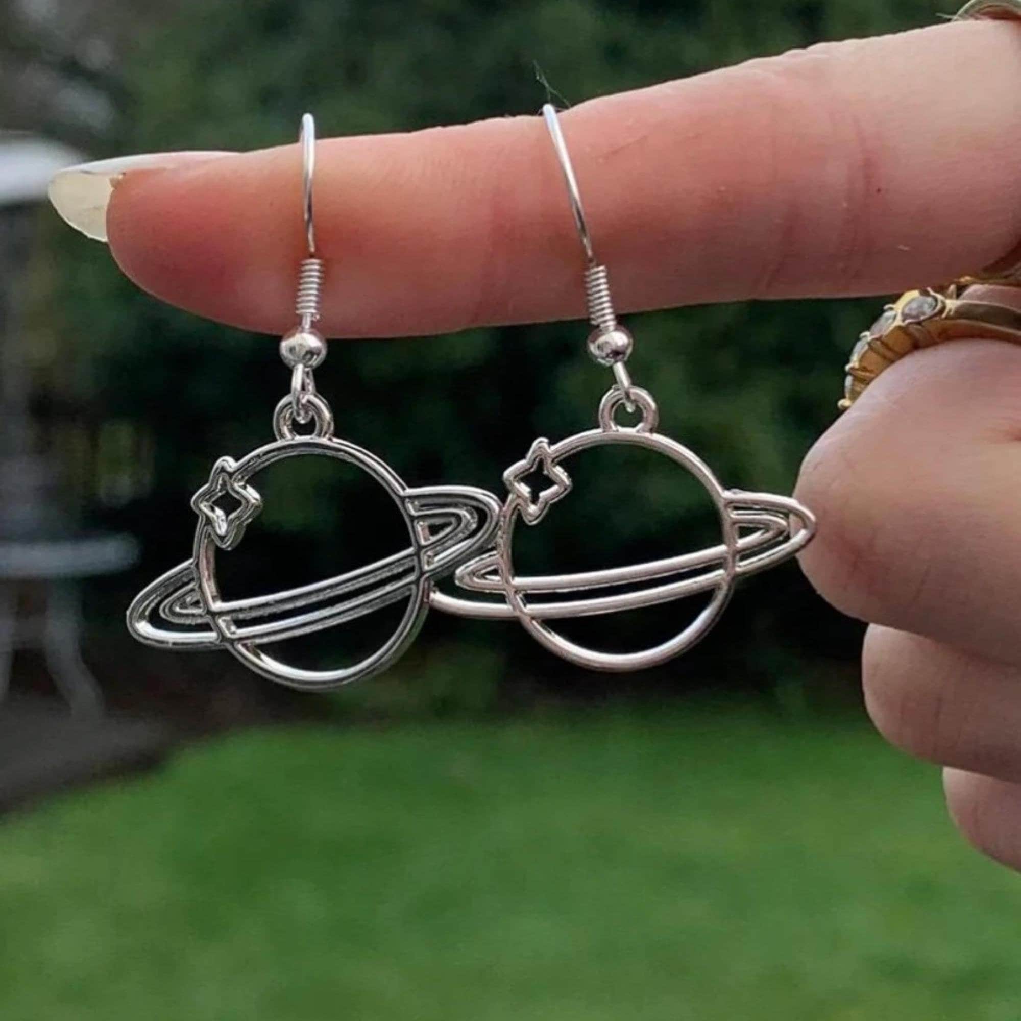 Planet Silver Earrings - Etsy