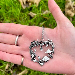 Silver Mushroom Necklace, Toadstool Pendant Necklace, Plant Necklace, Snail Necklace, Nature Necklace, Fairycore Jewellery, Cottagecoremush image 10