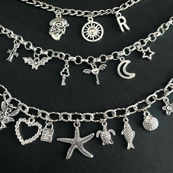 Build Your Own Custom Silver Charm Bracelet, Design Your Own Charm Bracelet, DIY Charm Bracelet, Custom Personalised Jewelry Gift for Women