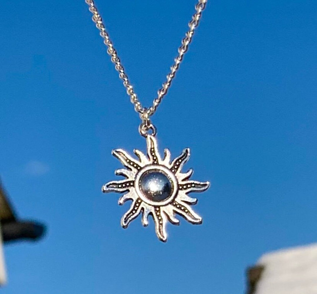 Sun Necklace Silver Sun Necklace Boho Necklace Celestial Etsy