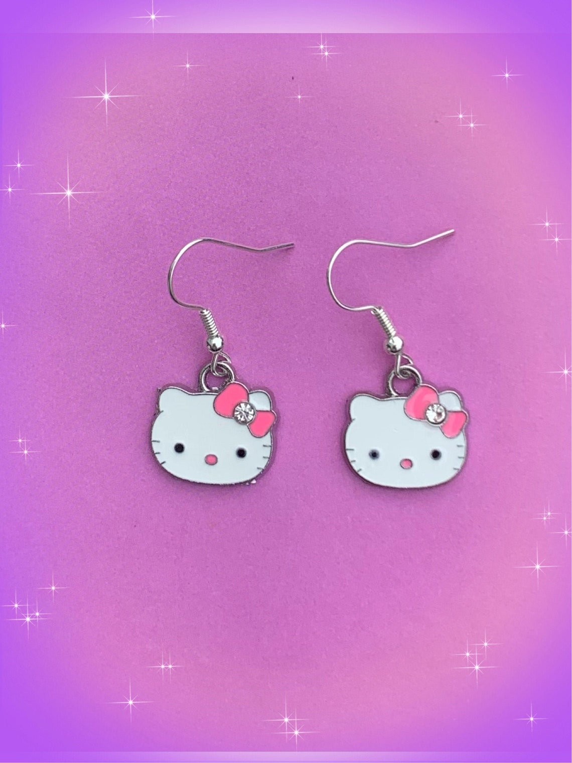 Hello Kitty Silver Drop Dangle Earrings Women's Girls Y2K Etsy